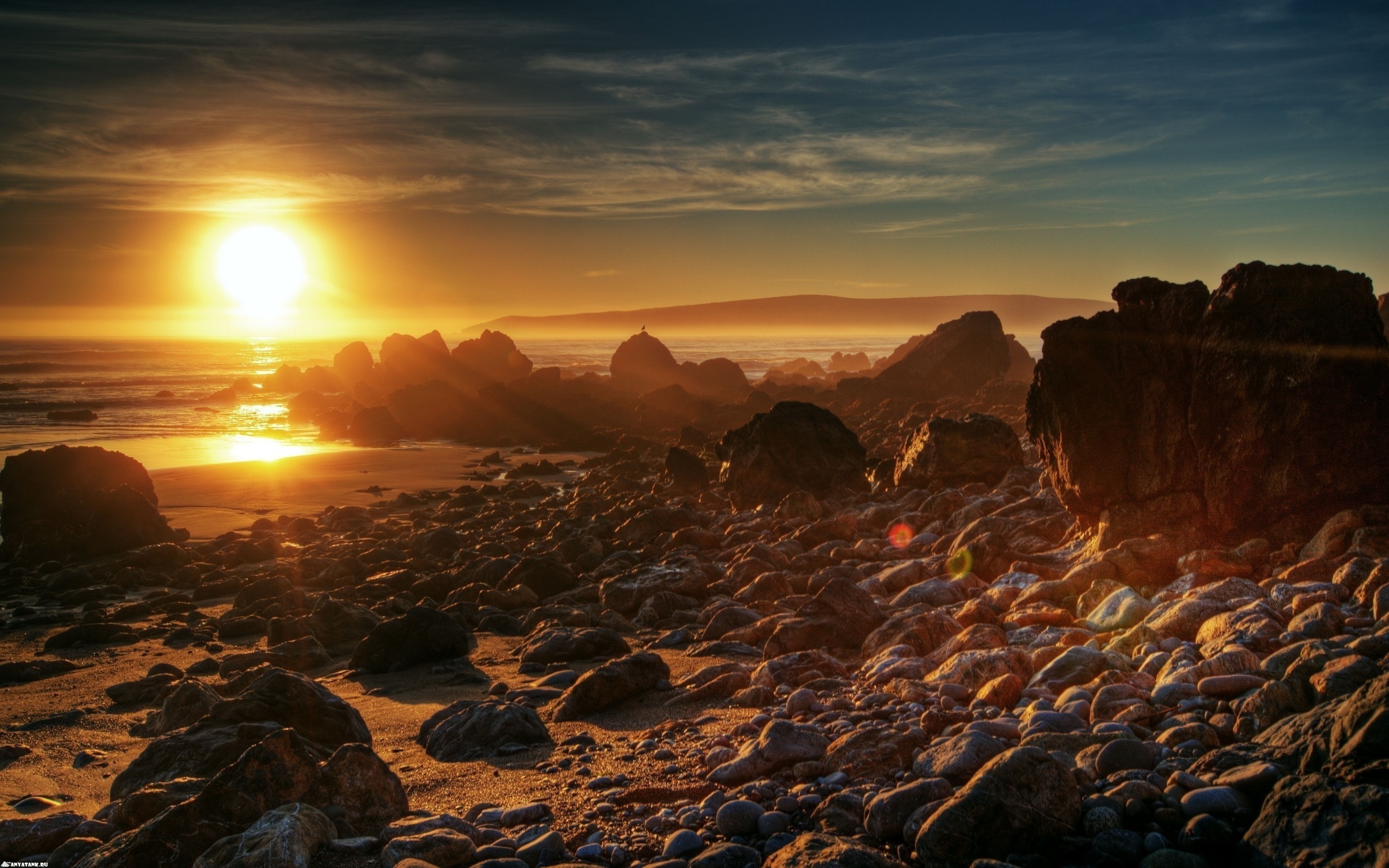 закат берег камни sunset shore stones бесплатно