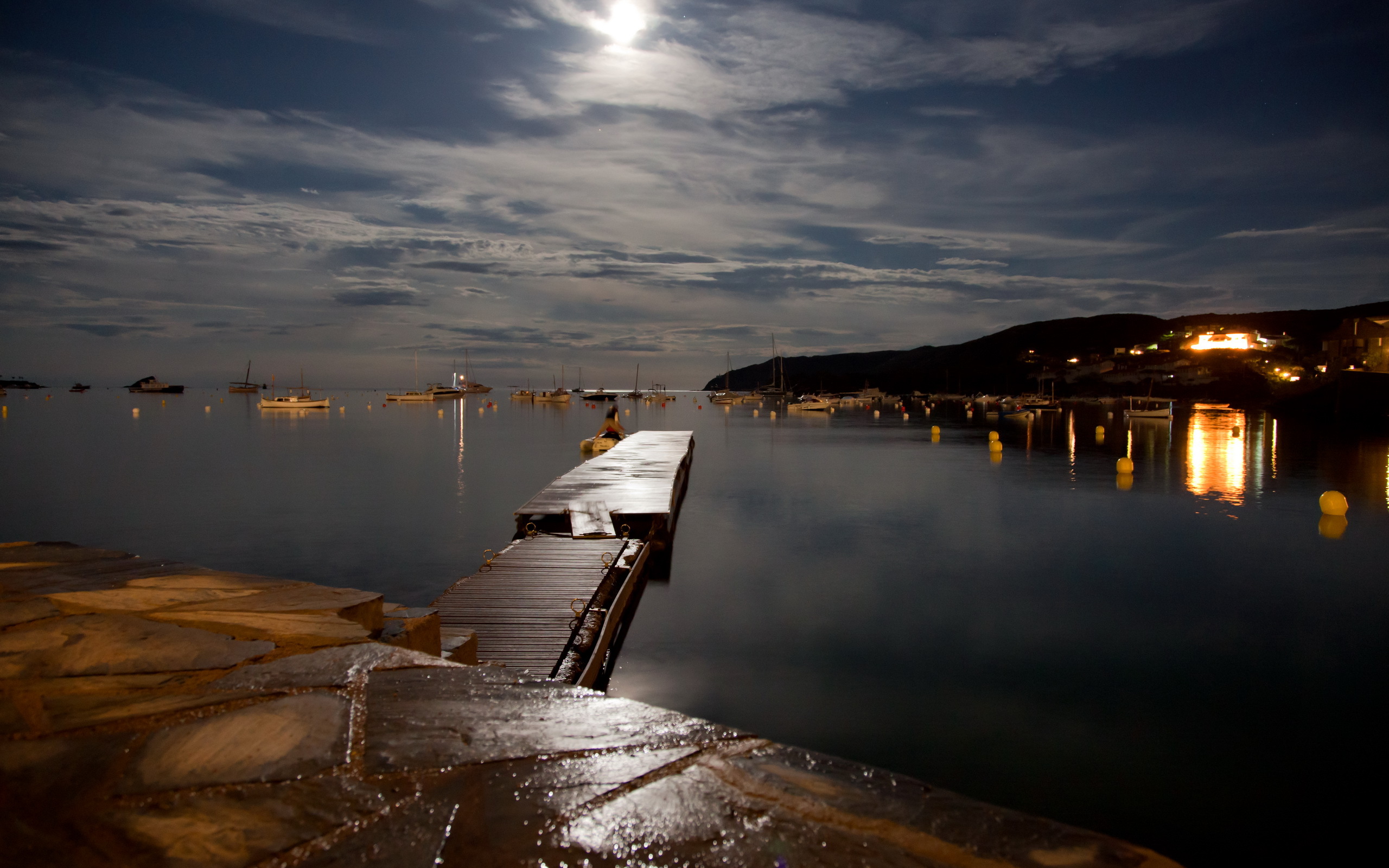 природа мост порт корабли ночь nature the bridge port ships night скачать