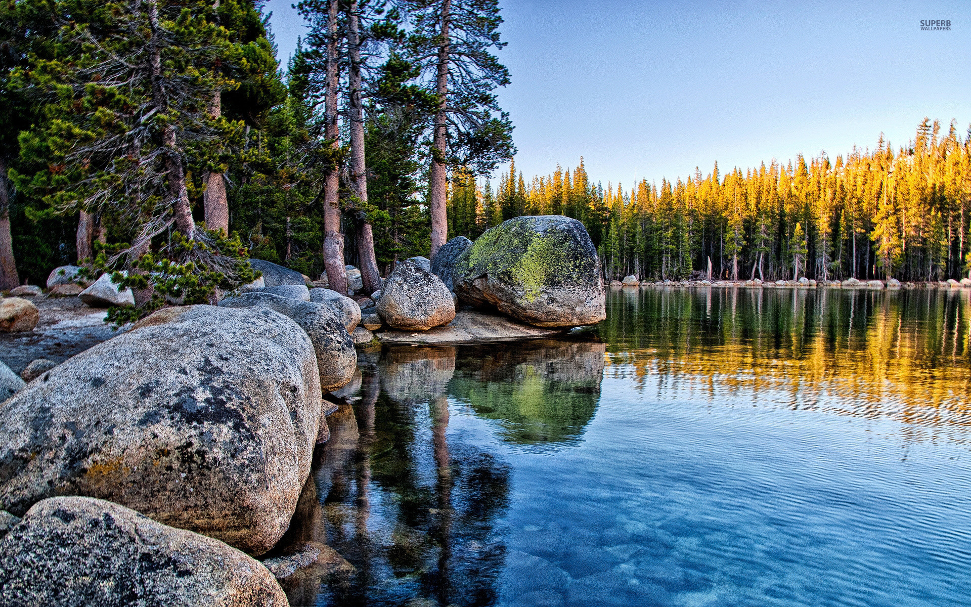 природа озеро деревья скалы камни nature the lake trees rock stones без смс