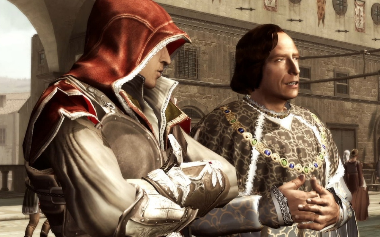 Ezio s family. Assassin's Creed 2. Лоренцо Медичи и Эцио Аудиторе. Лоренцо ассасин. Ассасин Крид 2 Скриншоты.
